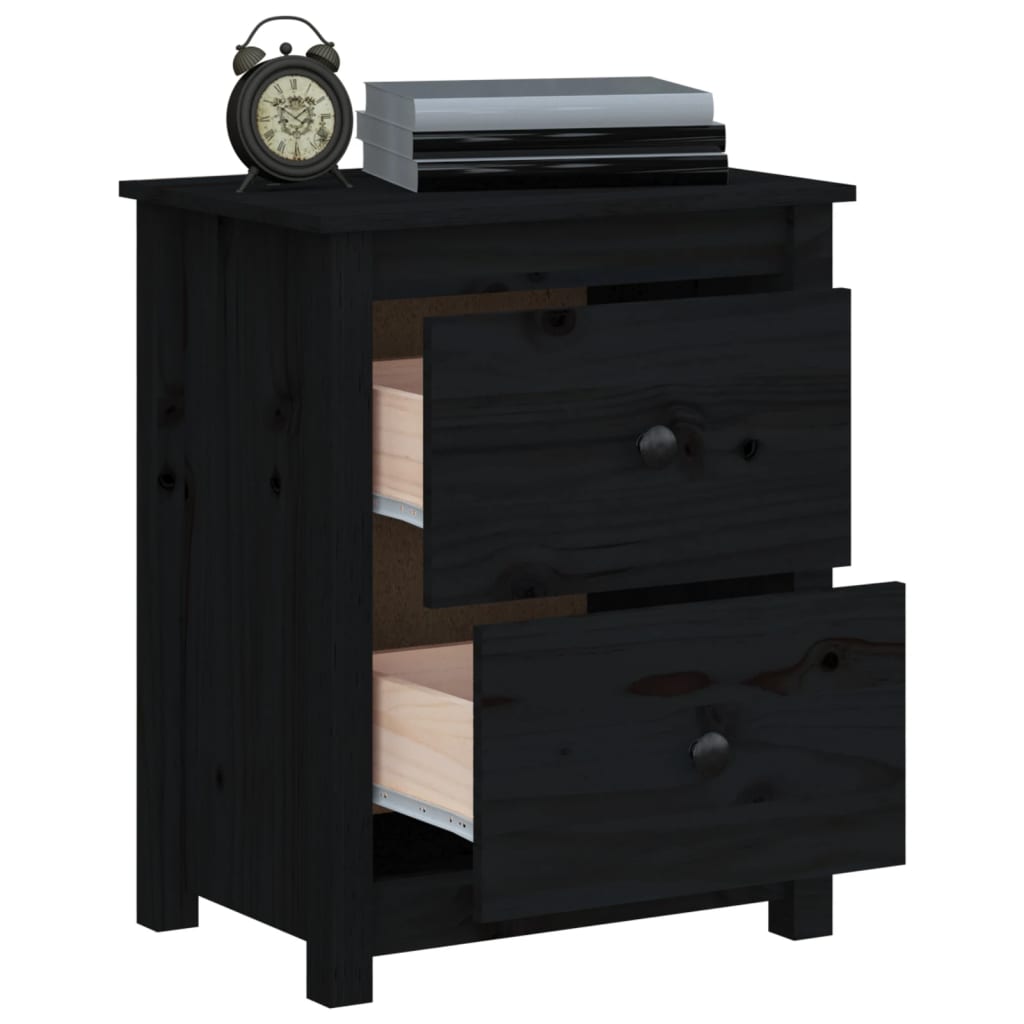 Tables de chevet 2 pcs Noir 50x35x61,5 cm Bois de pin massif - XIOS