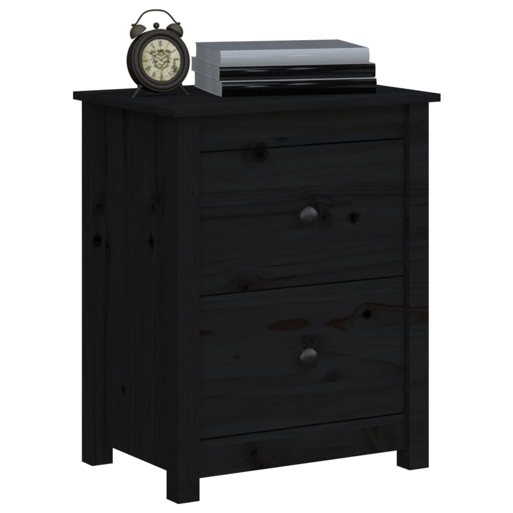 Tables de chevet 2 pcs Noir 50x35x61,5 cm Bois de pin massif - XIOS