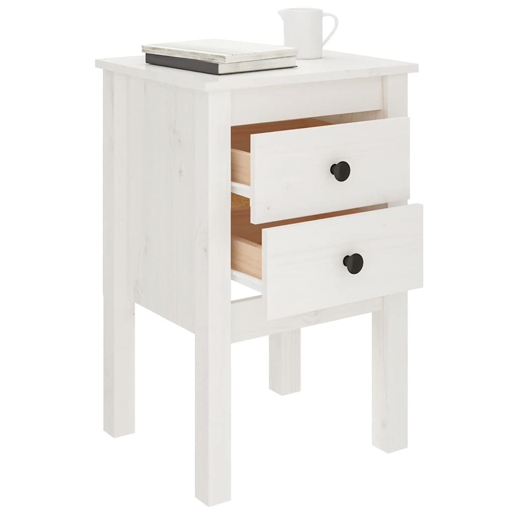 Table de chevet Blanc 40x35x61,5 cm Bois de pin massif - XIOS