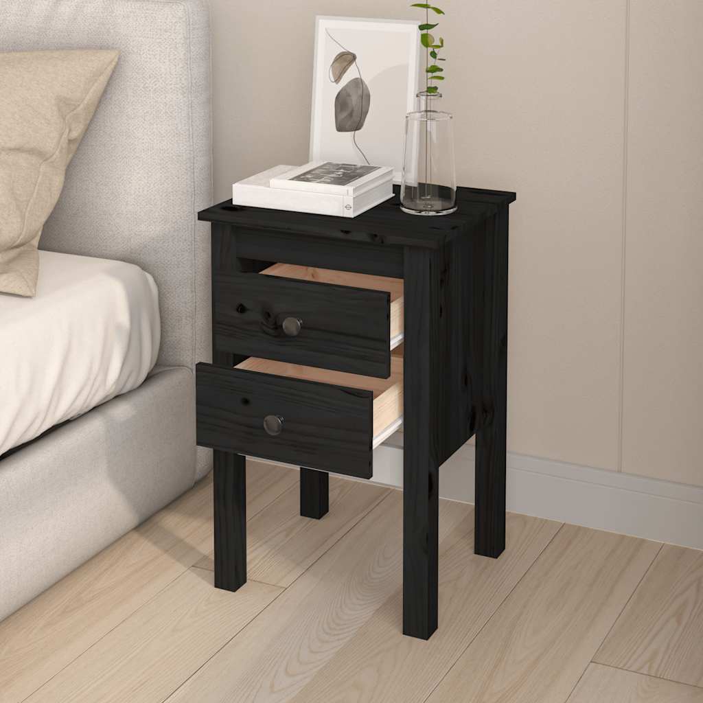 Tables de chevet 2 pcs Noir 40x35x61,5 cm Bois de pin massif - XIOS