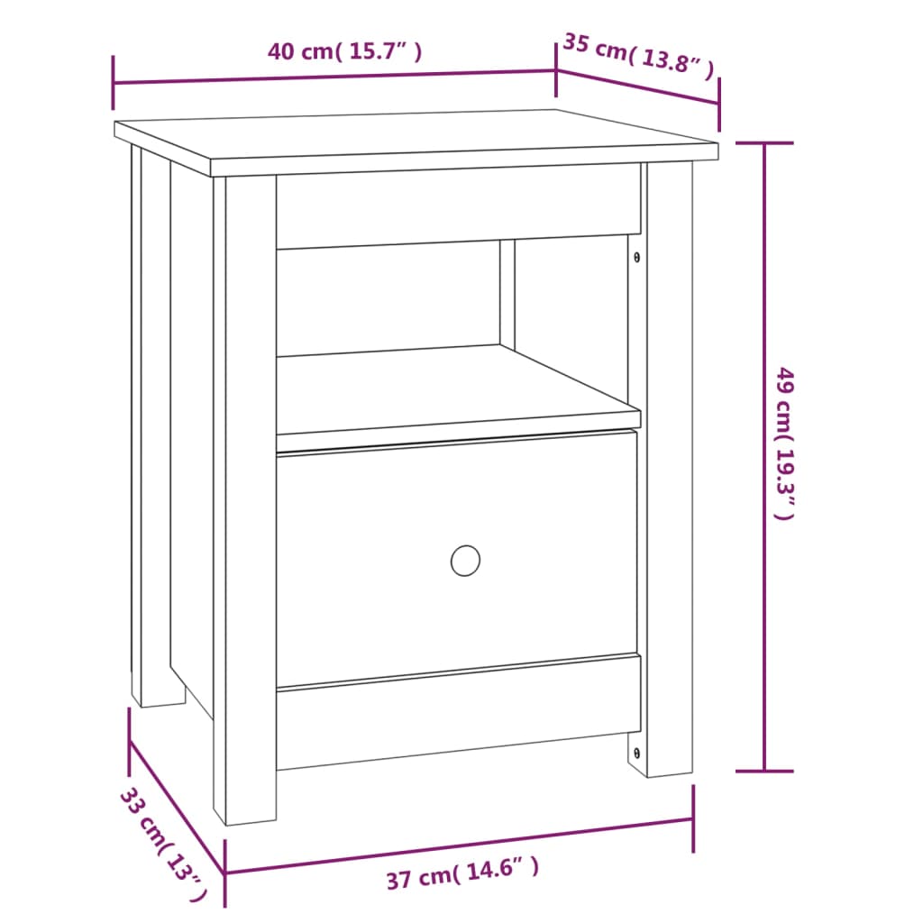 Table de chevet 40x35x49 cm Bois de pin massif - XIOS