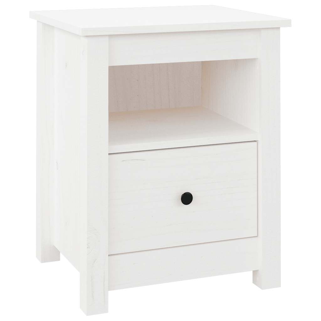 Table de chevet Blanc 40x35x49 cm Bois de pin massif - XIOS