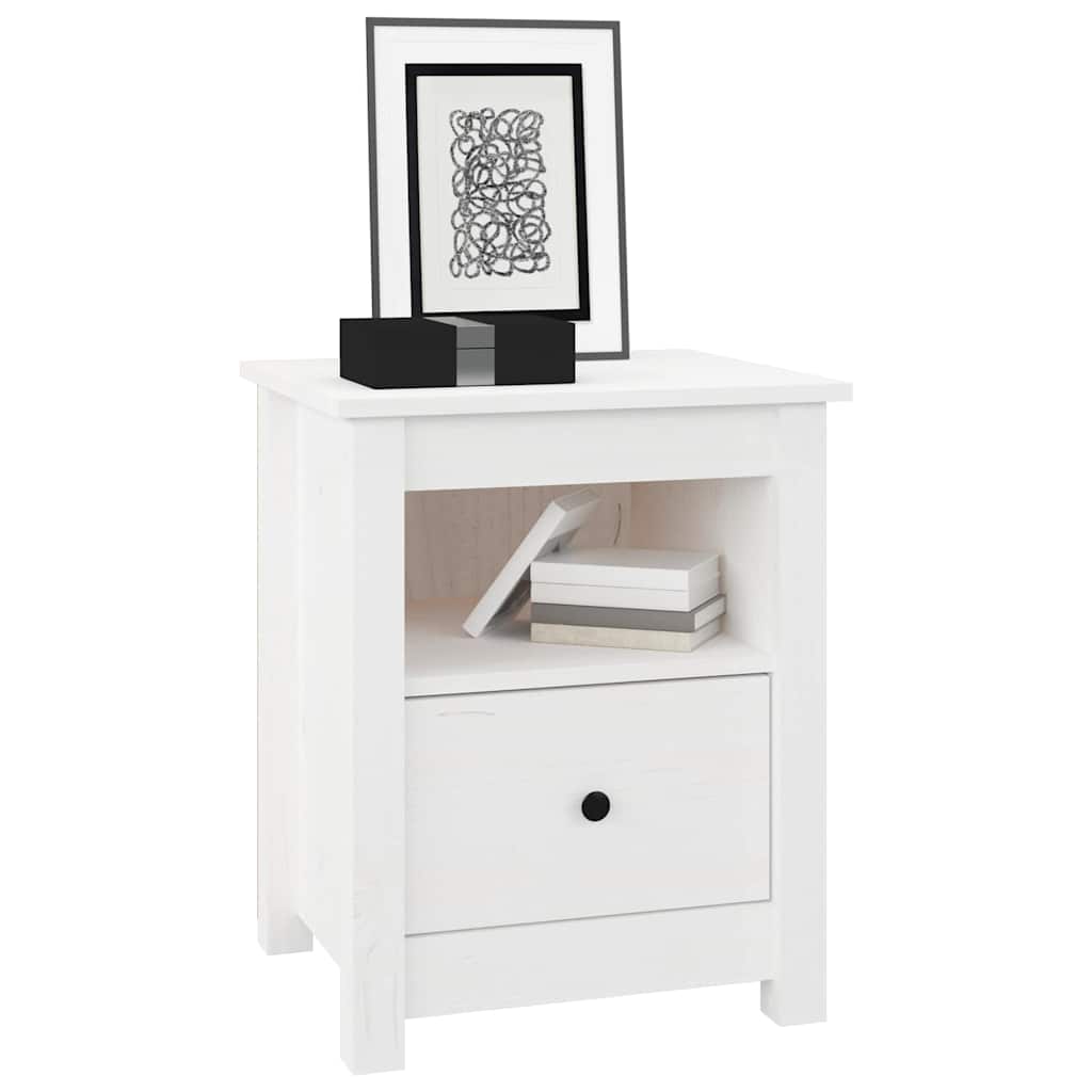 Table de chevet Blanc 40x35x49 cm Bois de pin massif - XIOS