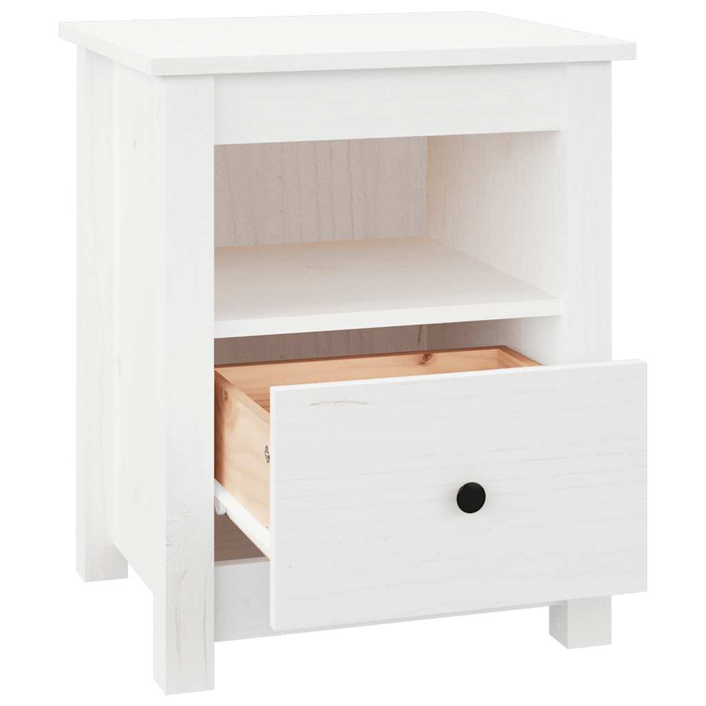 Table de chevet Blanc 40x35x49 cm Bois de pin massif - XIOS