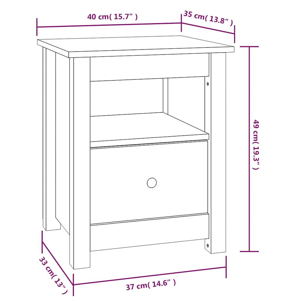 Table de chevet Blanc 40x35x49 cm Bois de pin massif - XIOS