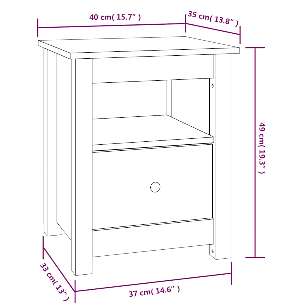 Tables de chevet 2 pcs Blanc 40x35x49 cm Bois de pin massif - XIOS