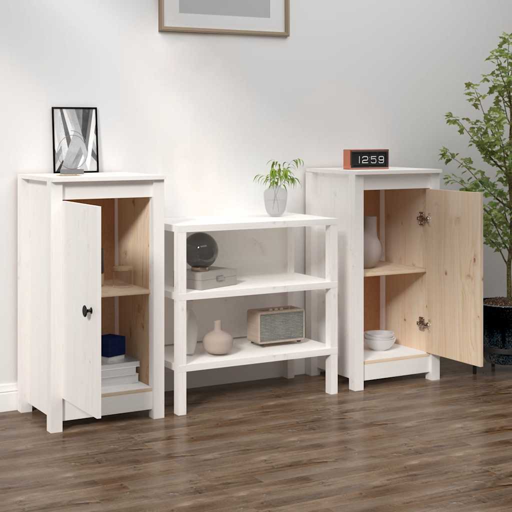 Buffets 2 pcs blanc 39x35x80 cm bois massif de pin - XIOS