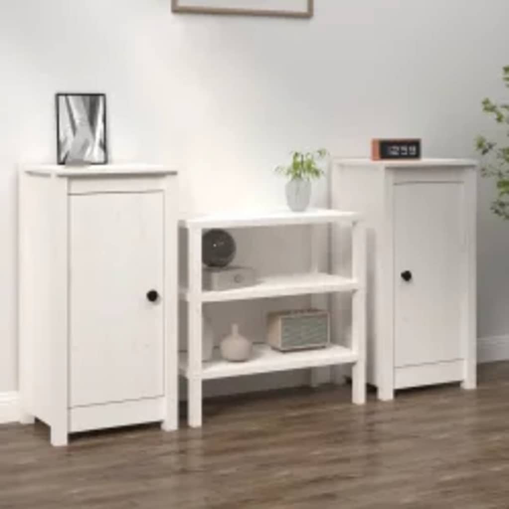 Buffets 2 pcs blanc 39x35x80 cm bois massif de pin - XIOS