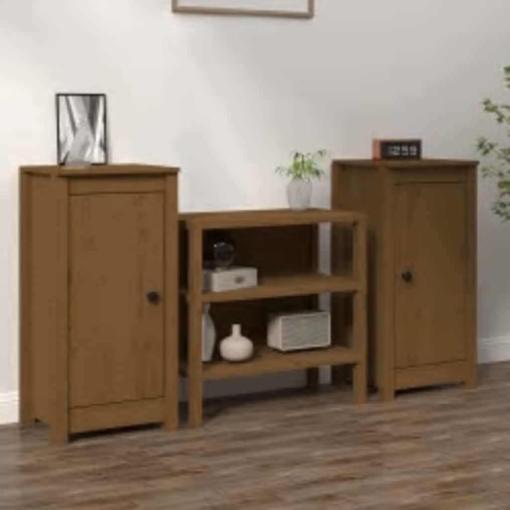 Buffets 2 pcs Marron miel 39x35x80 cm Bois massif de pin - XIOS
