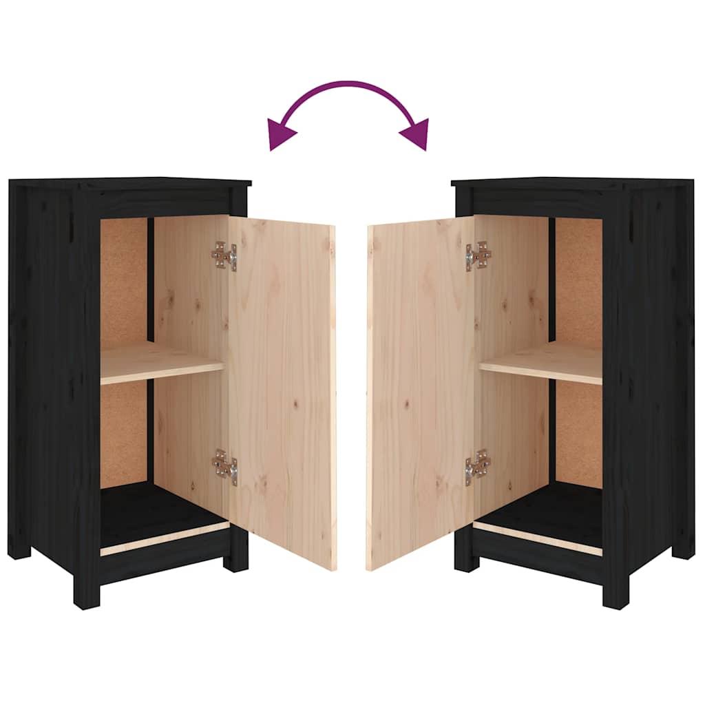 Buffets 2 pcs noir 39x35x80 cm bois massif de pin - XIOS