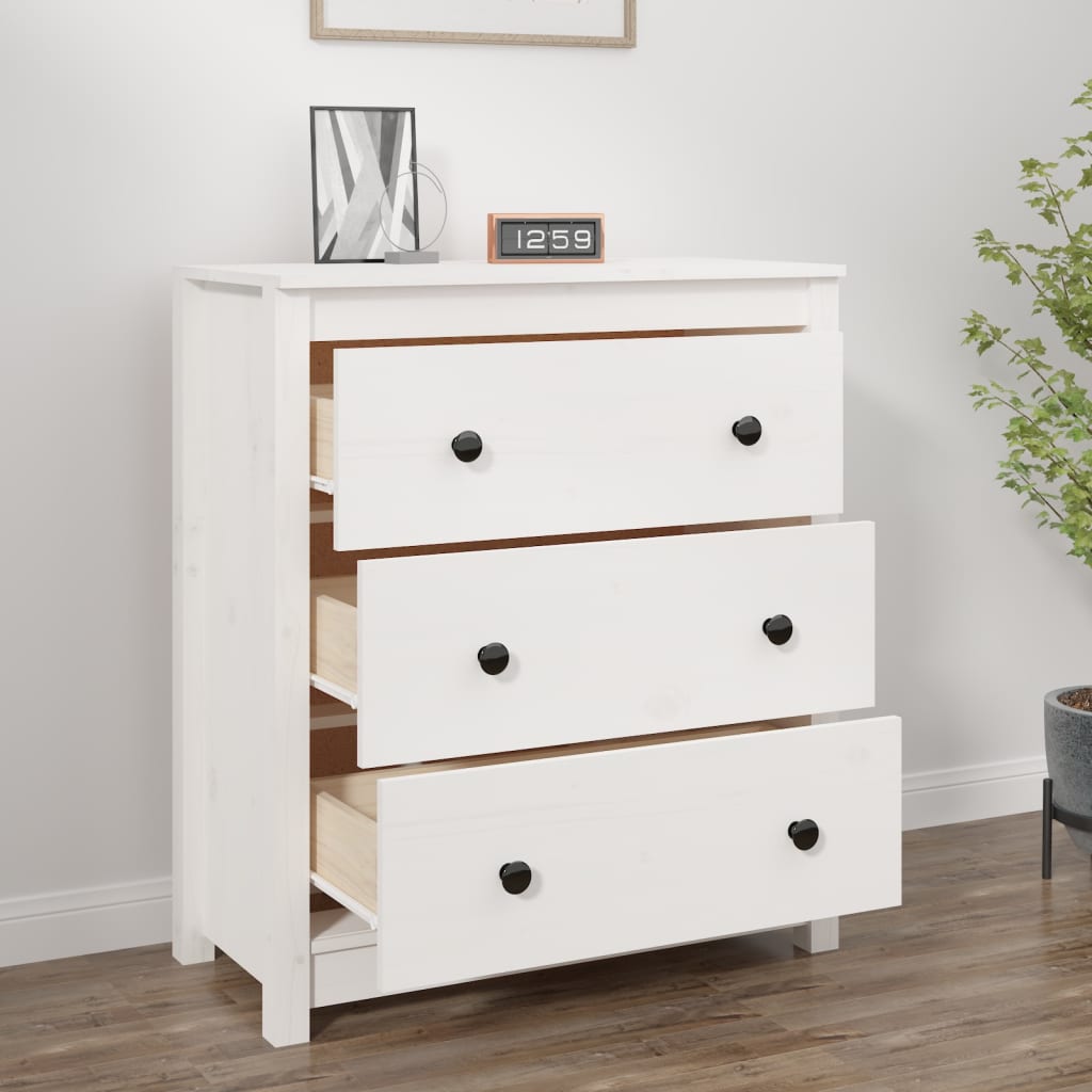 Buffet blanc 70x35x80 cm bois massif de pin - XIOS