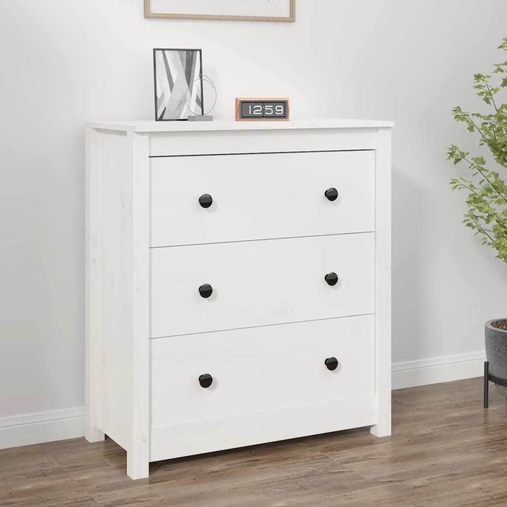 Buffet blanc 70x35x80 cm bois massif de pin - XIOS