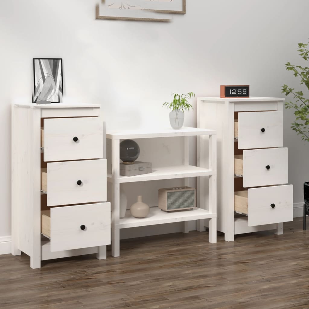 Buffets 2 pcs blanc 40x35x80 cm bois massif de pin - XIOS