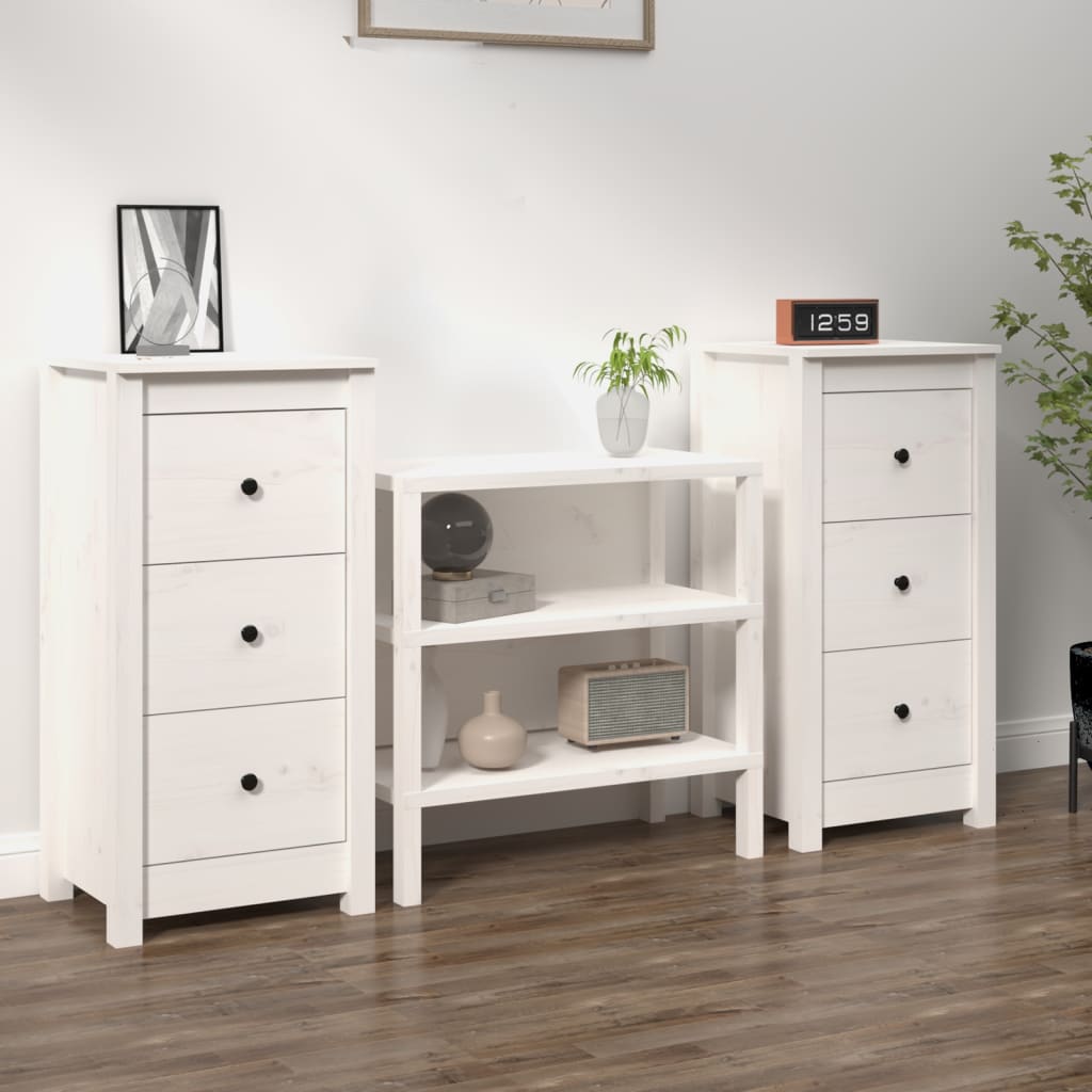 Buffets 2 pcs blanc 40x35x80 cm bois massif de pin - XIOS