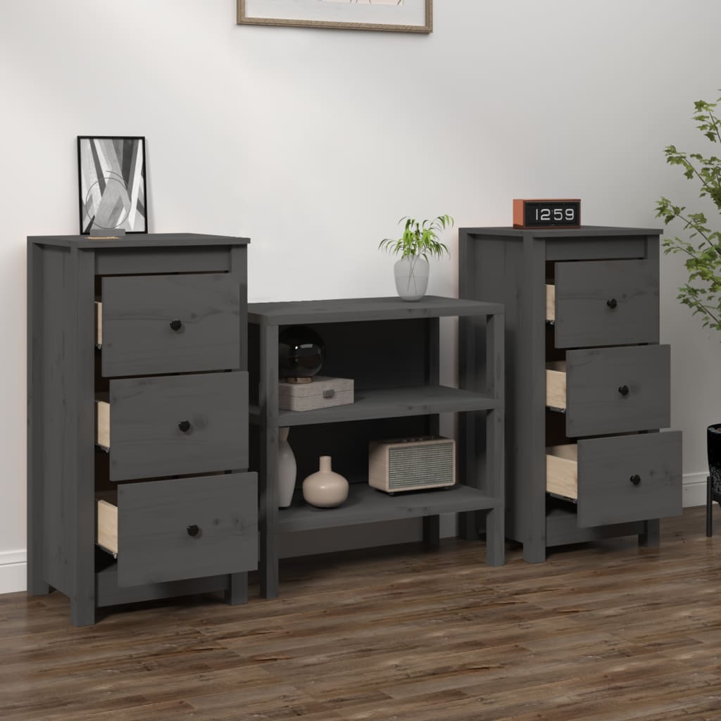 Buffets 2 pcs Gris 40x35x80 cm Bois massif de pin - XIOS