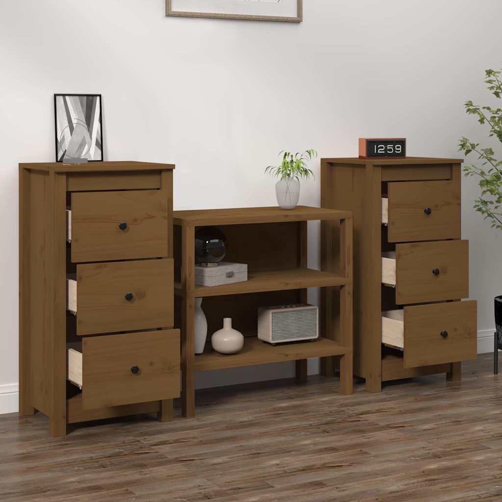 Buffets 2 pcs marron miel 40x35x80 cm bois massif de pin - XIOS