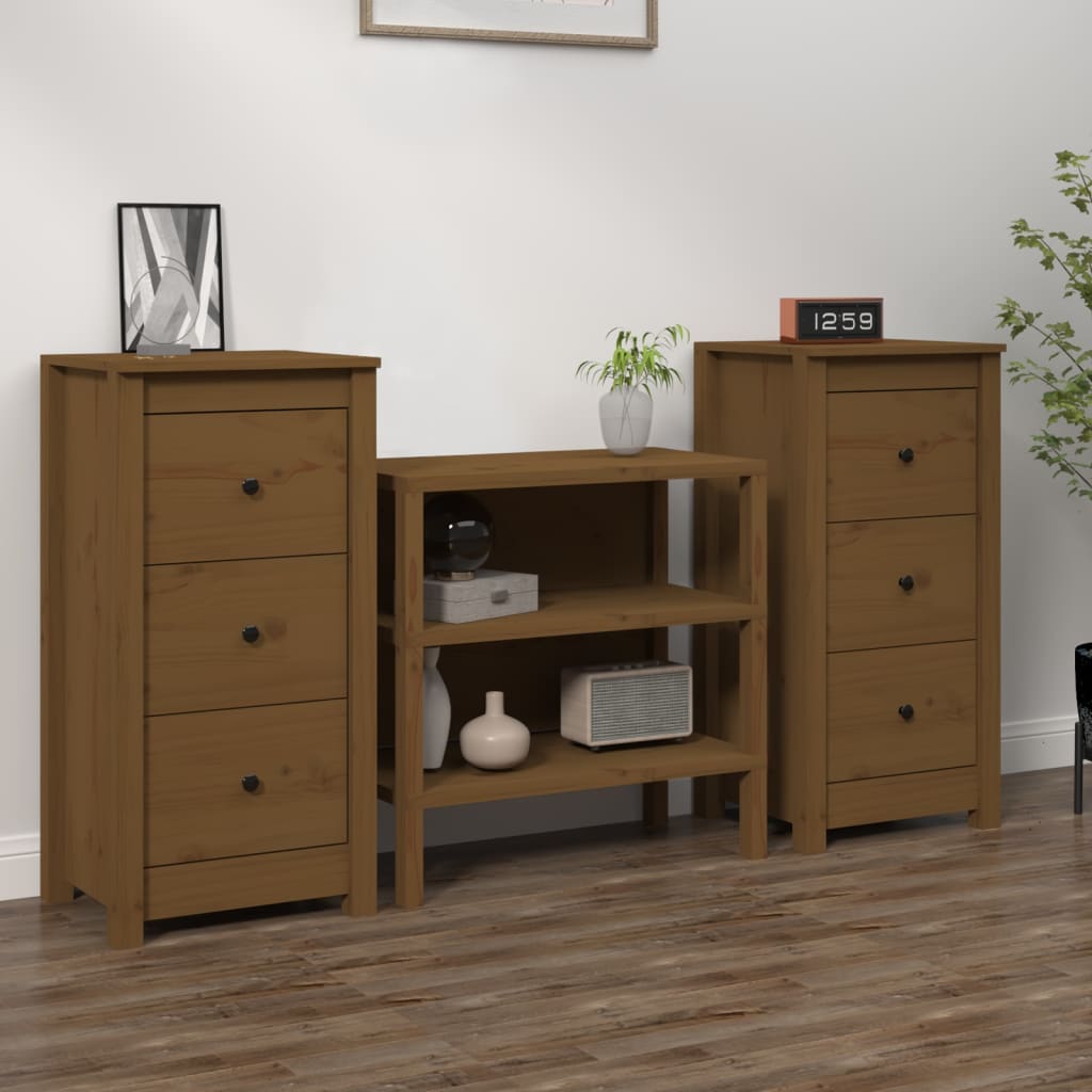 Buffets 2 pcs marron miel 40x35x80 cm bois massif de pin - XIOS