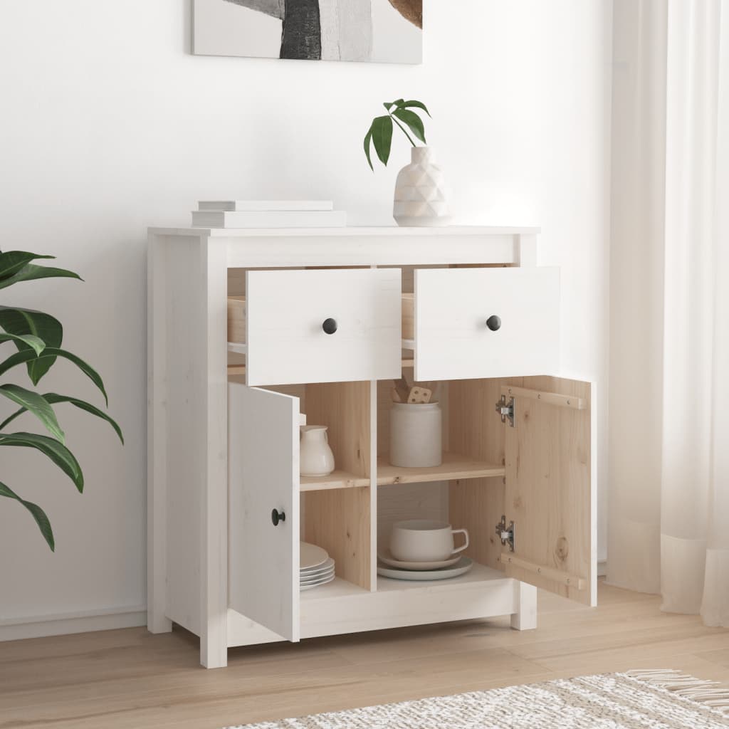 Buffet blanc 70x35x80 cm bois massif de pin - XIOS