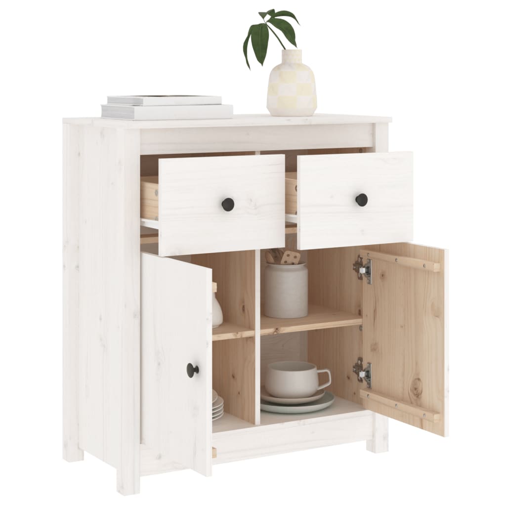 Buffet blanc 70x35x80 cm bois massif de pin - XIOS