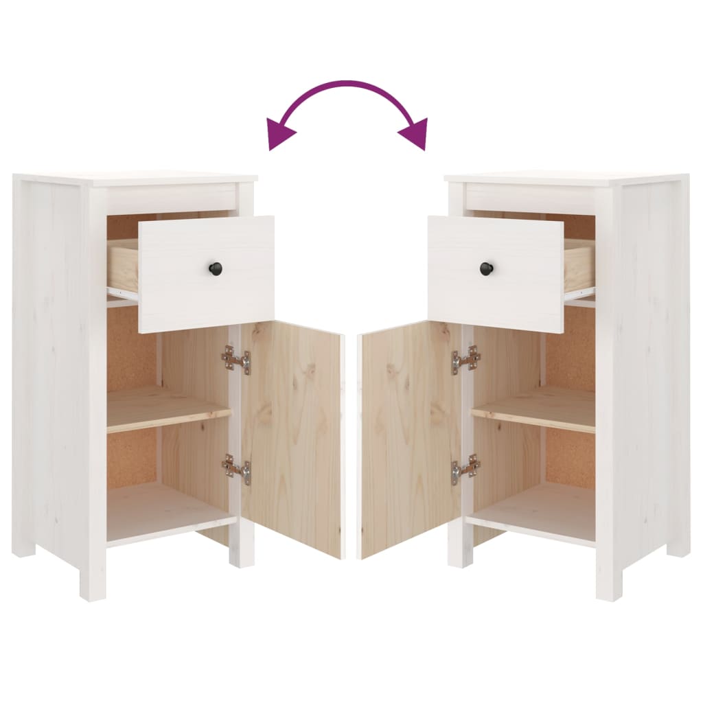 Buffet blanc 40x35x80 cm bois massif de pin - XIOS