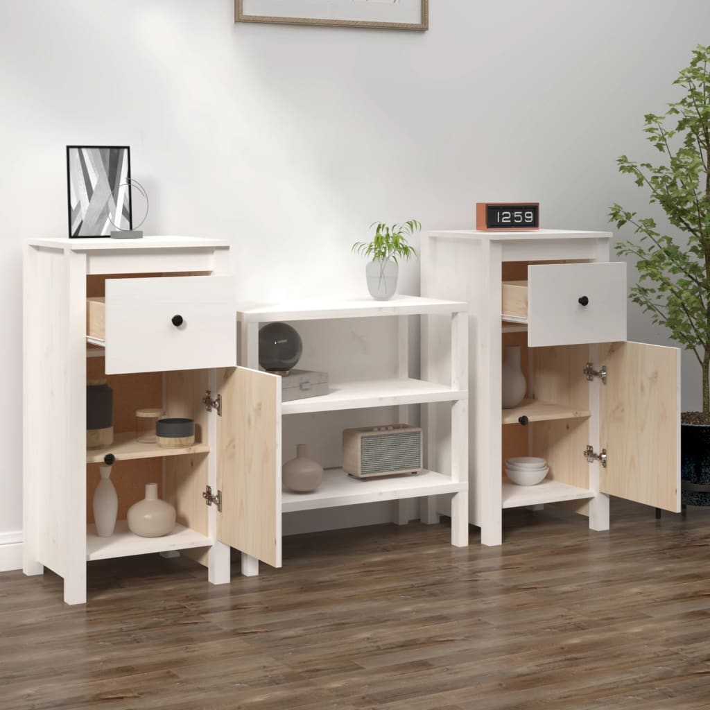 Buffets 2 pcs blanc 40x35x80 cm bois massif de pin - XIOS