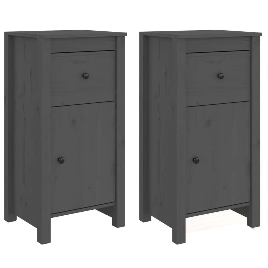 Buffets 2 pcs gris 40x35x80 cm bois massif de pin - XIOS