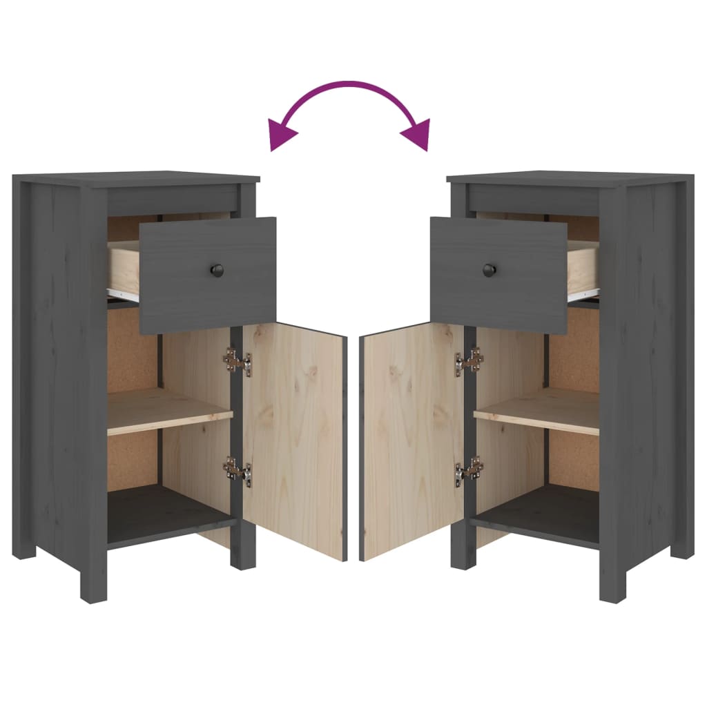 Buffets 2 pcs gris 40x35x80 cm bois massif de pin - XIOS