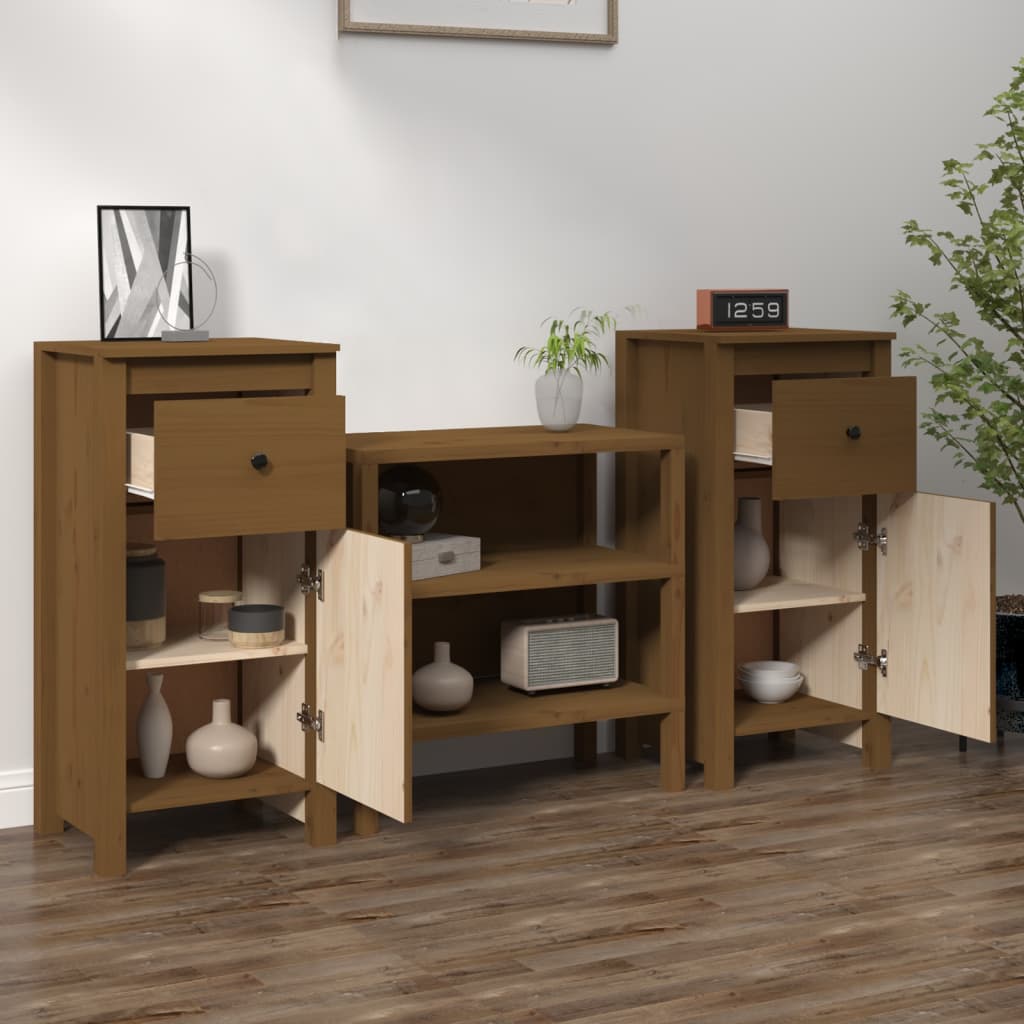 Buffets 2 pcs Marron miel 40x35x80 cm Bois massif de pin - XIOS