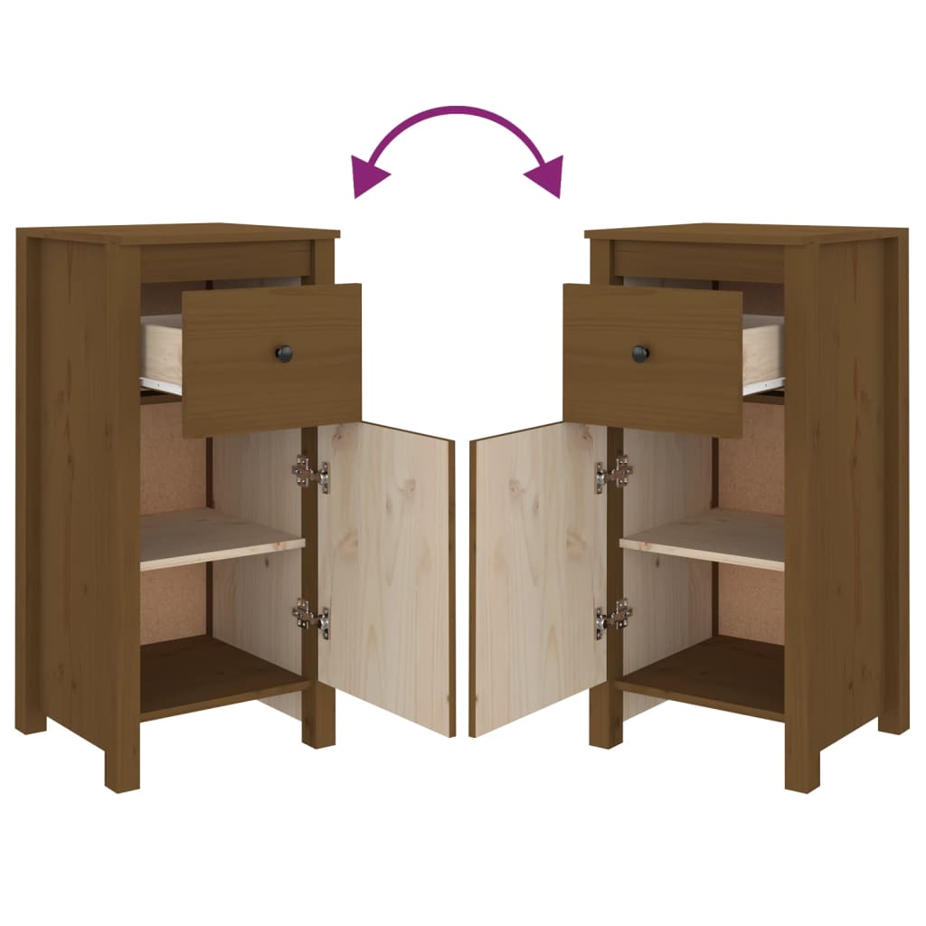 Buffets 2 pcs Marron miel 40x35x80 cm Bois massif de pin - XIOS