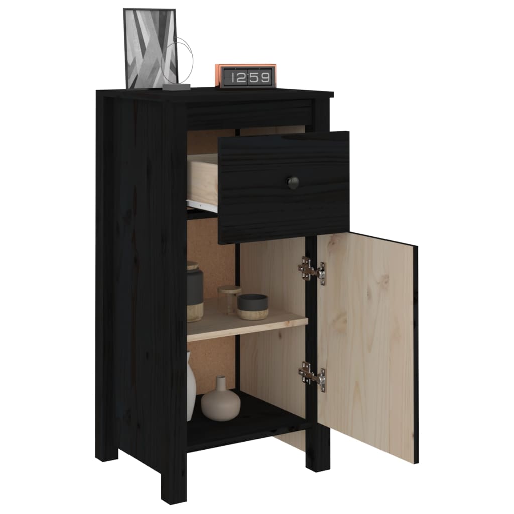 Buffets 2 pcs Noir 40x35x80 cm Bois massif de pin - XIOS