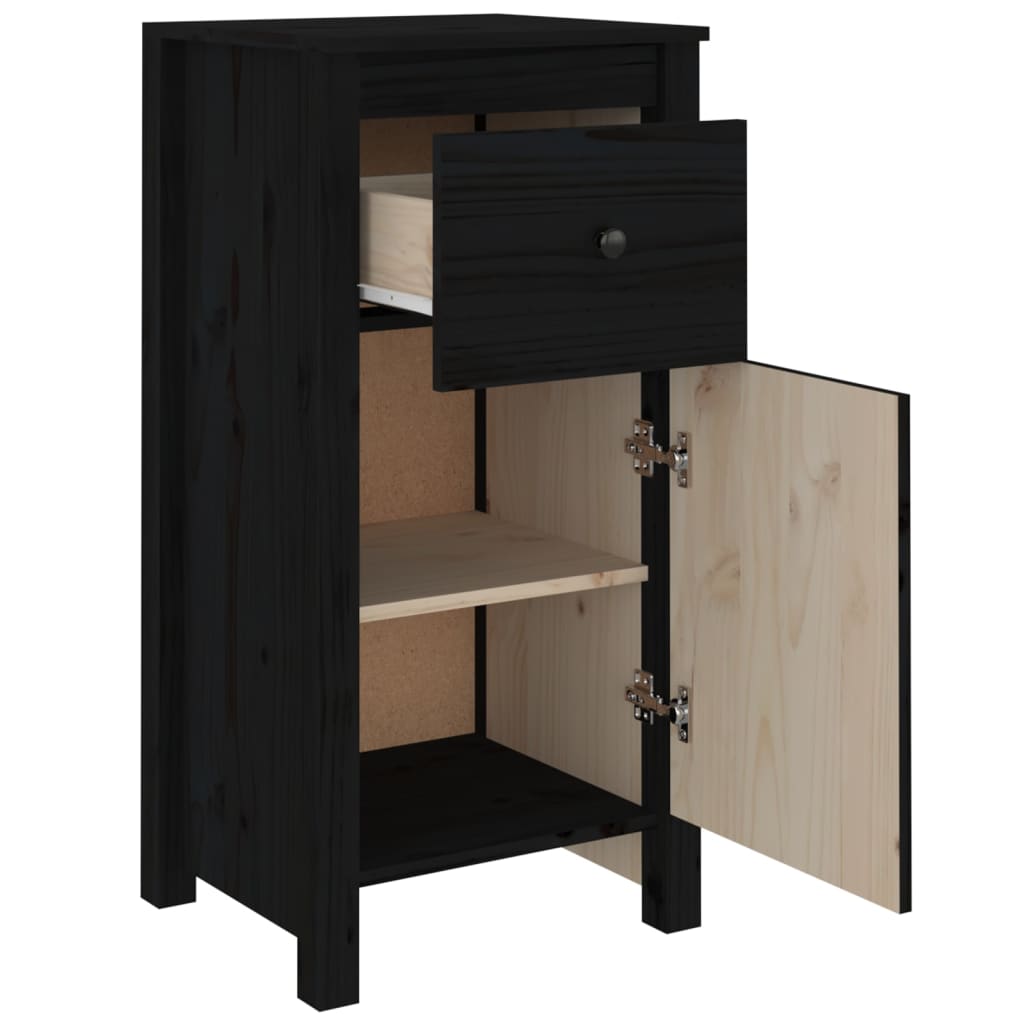 Buffets 2 pcs Noir 40x35x80 cm Bois massif de pin - XIOS