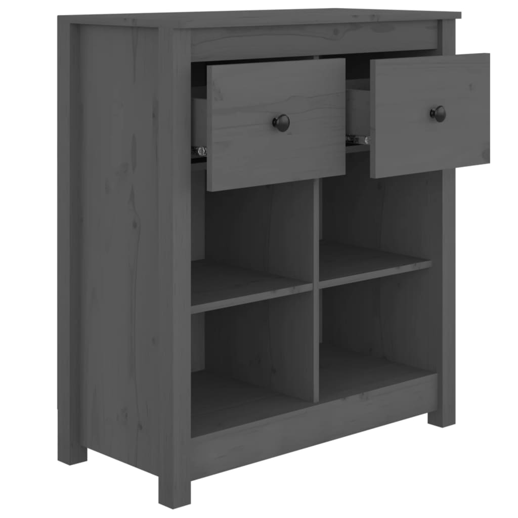 Buffet Gris 70x35x80 cm Bois massif de pin - XIOS