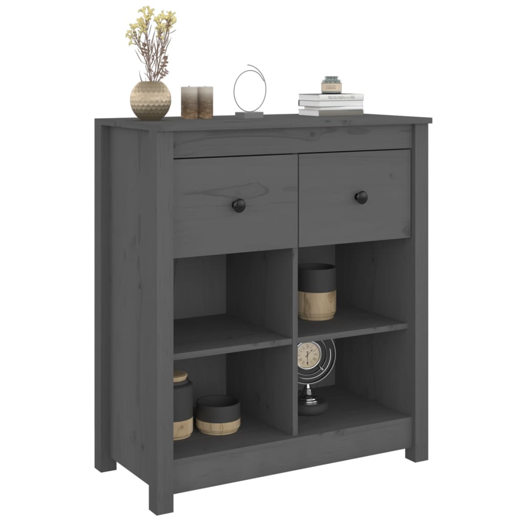 Buffet Gris 70x35x80 cm Bois massif de pin - XIOS