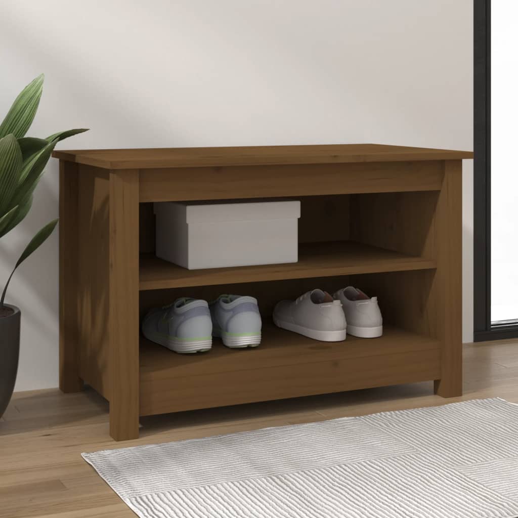 Banc à chaussures Marron miel 70x38x45,5 cm Pin massif - XIOS