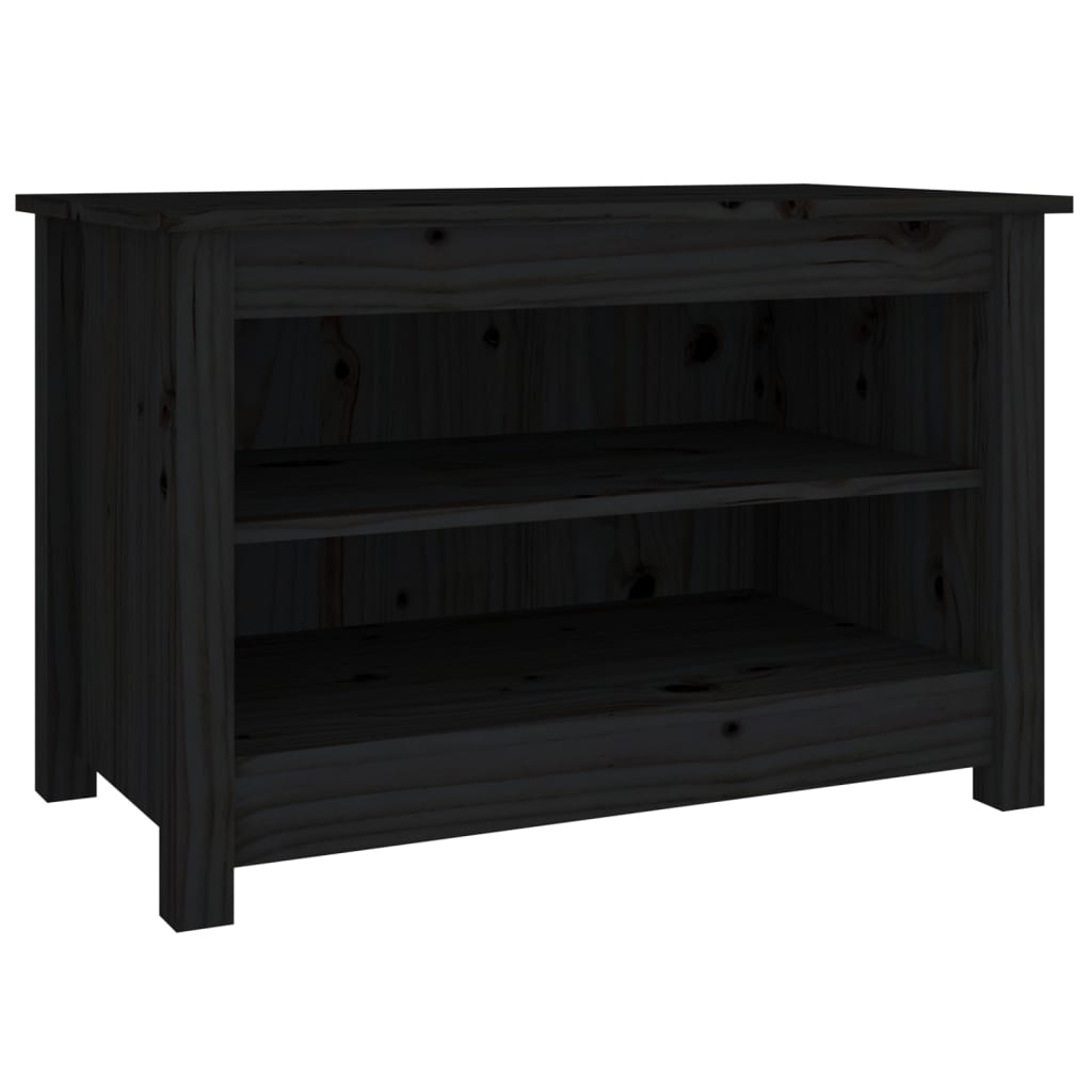 Banc à chaussures Noir 70x38x45,5 cm Bois de pin massif - XIOS