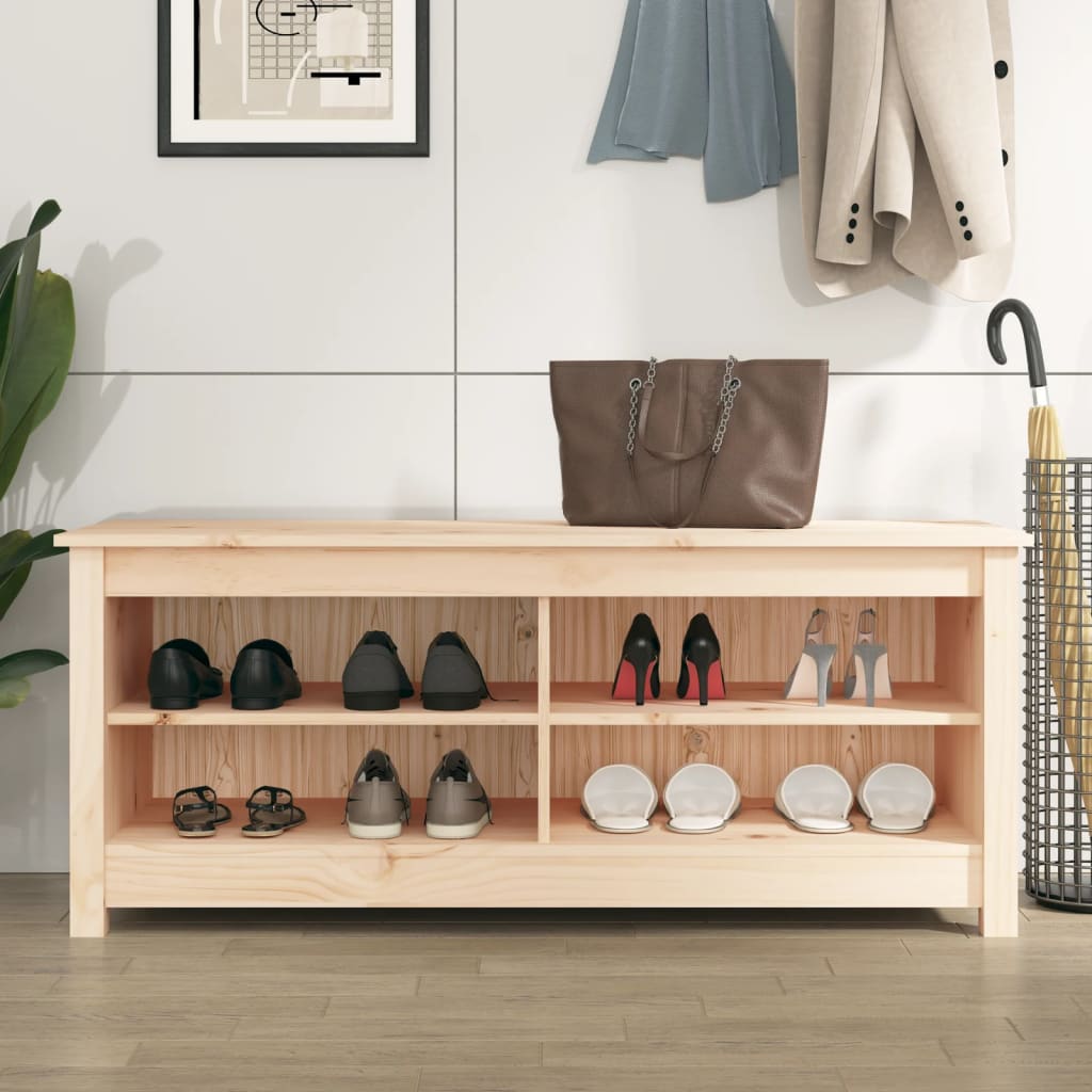 Banc à chaussures 110x38x45,5 cm Bois de pin massif - XIOS