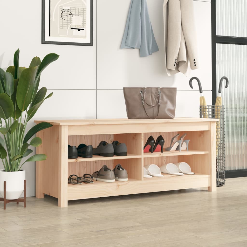 Banc à chaussures 110x38x45,5 cm Bois de pin massif - XIOS