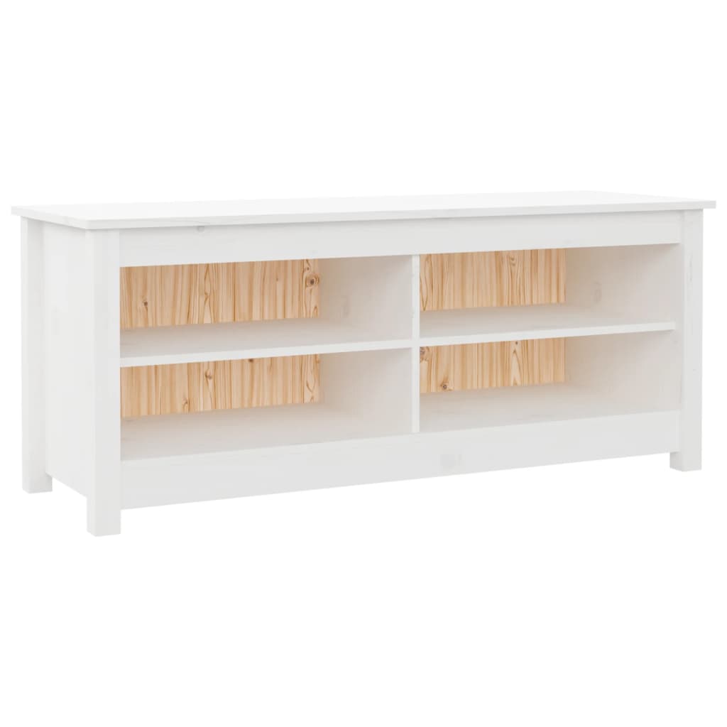 Banc à chaussures Blanc 110x38x45,5 cm Bois de pin massif - XIOS