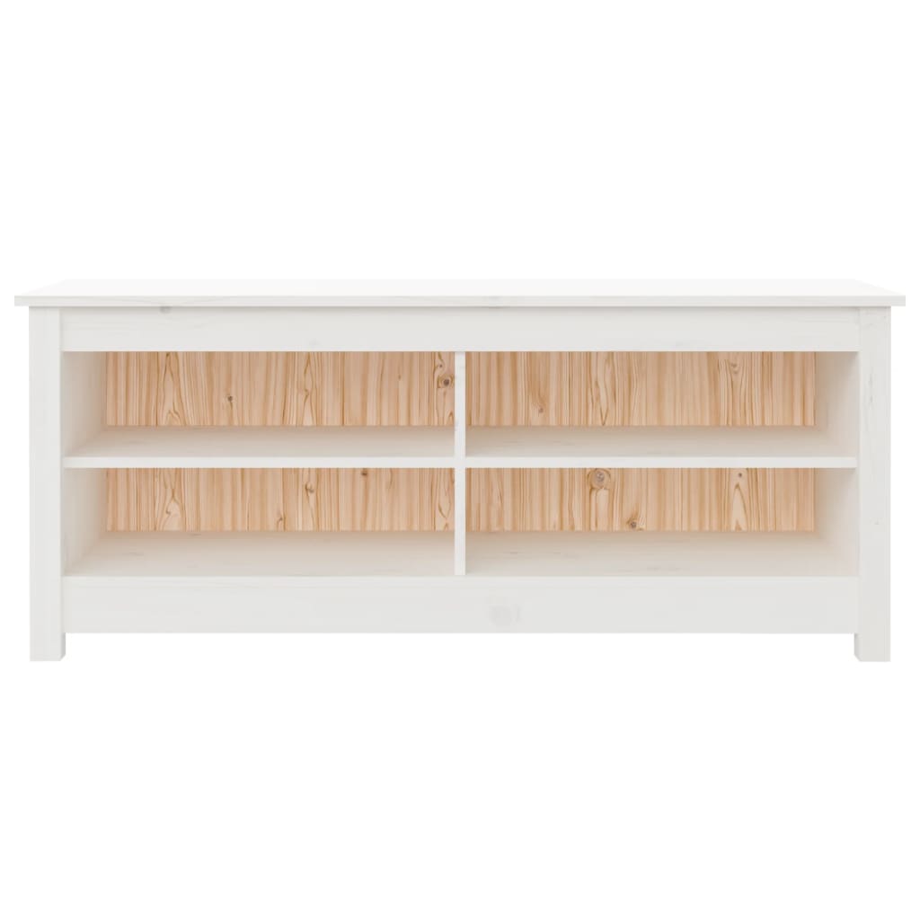 Banc à chaussures Blanc 110x38x45,5 cm Bois de pin massif - XIOS