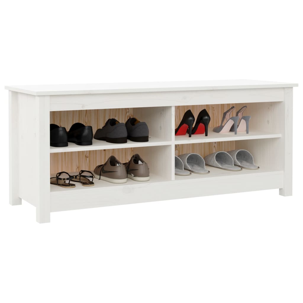 Banc à chaussures Blanc 110x38x45,5 cm Bois de pin massif - XIOS