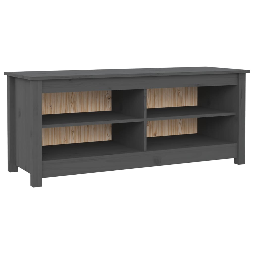 Banc à chaussures Gris 110x38x45,5 cm Bois de pin massif - XIOS