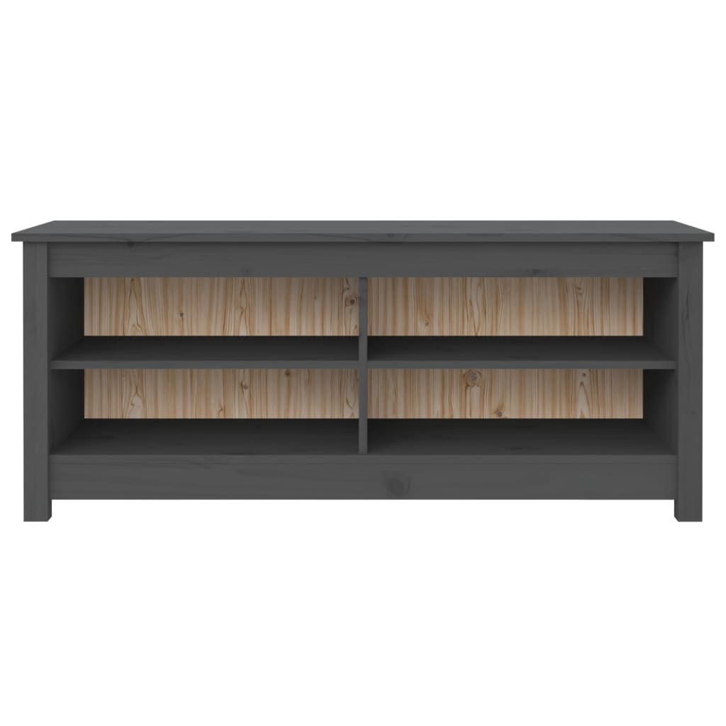 Banc à chaussures Gris 110x38x45,5 cm Bois de pin massif - XIOS