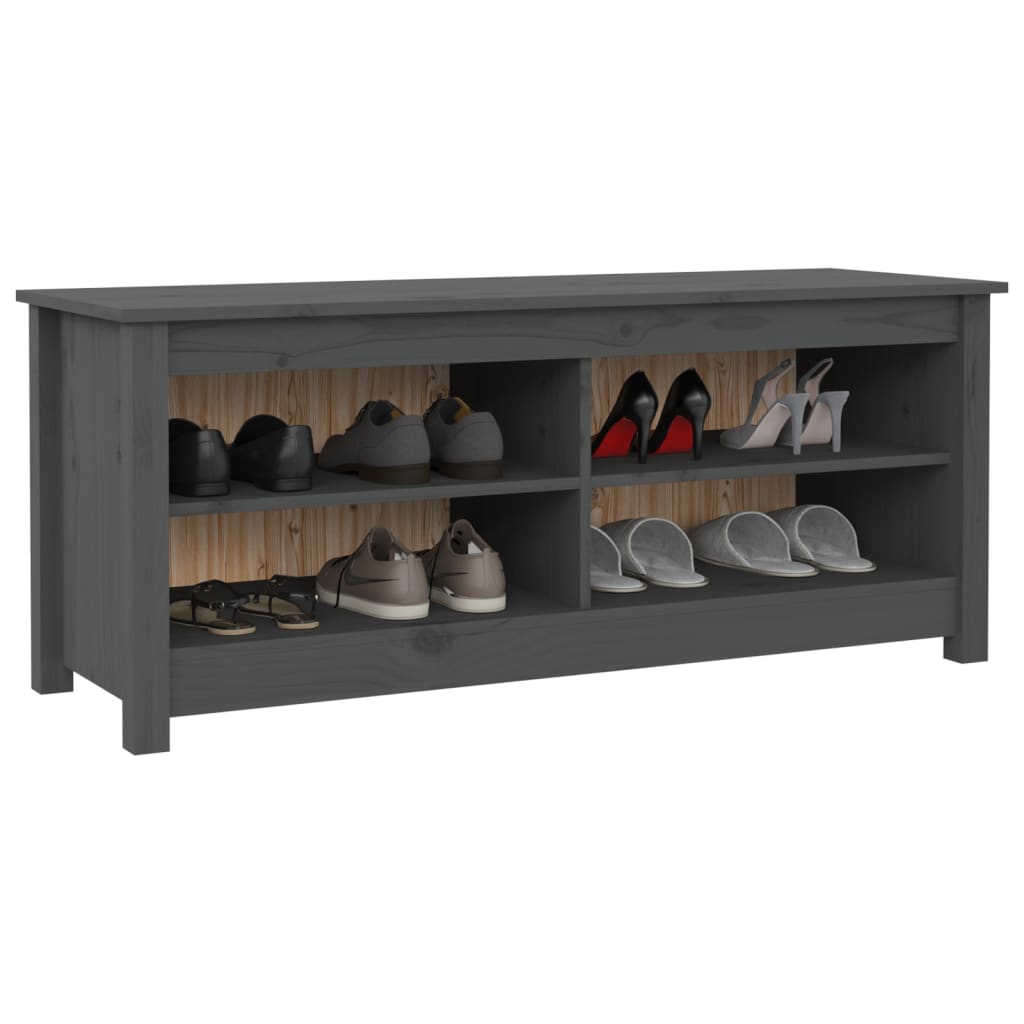 Banc à chaussures Gris 110x38x45,5 cm Bois de pin massif - XIOS