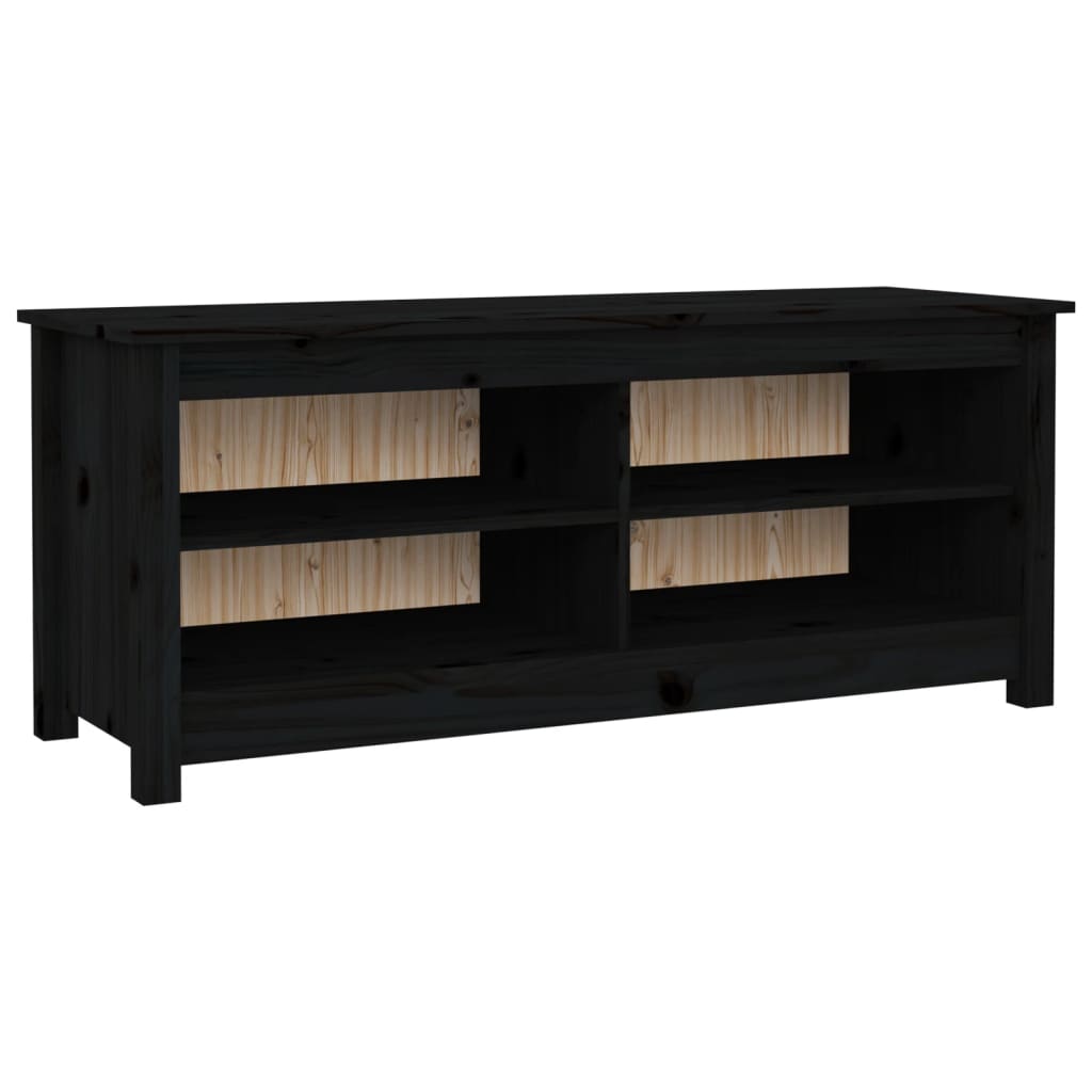 Banc à chaussures Noir 110x38x45,5 cm Bois de pin massif - XIOS