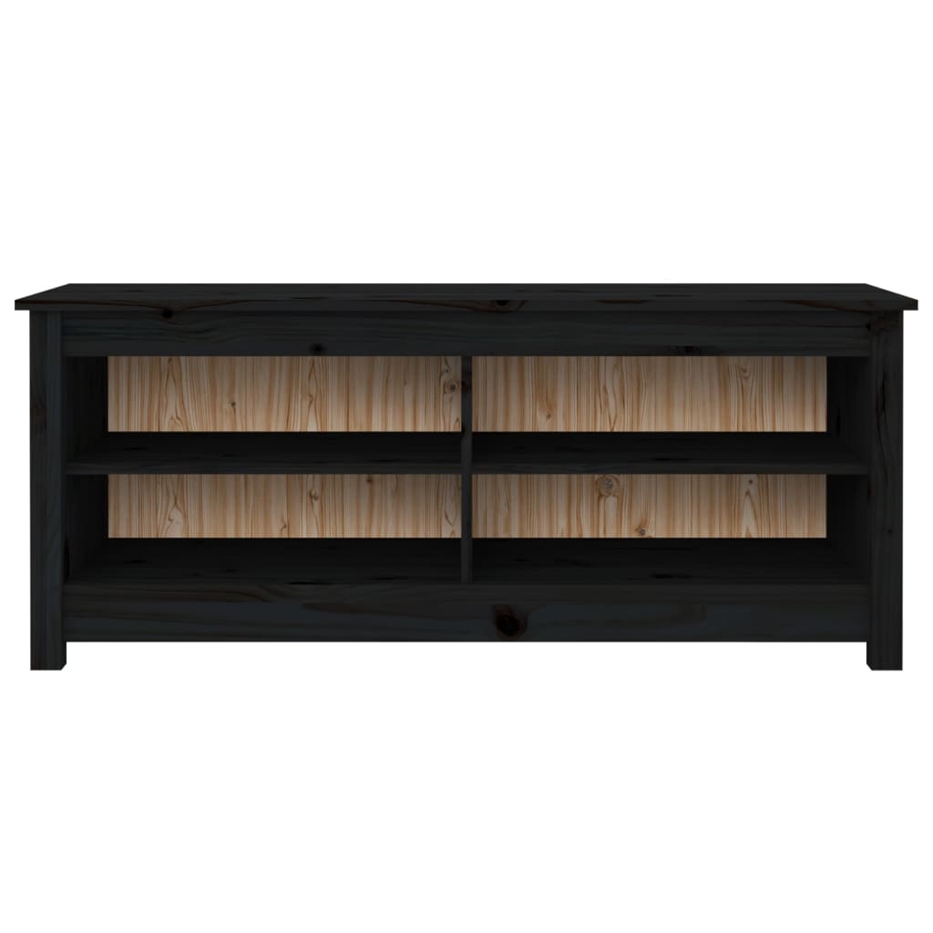 Banc à chaussures Noir 110x38x45,5 cm Bois de pin massif - XIOS