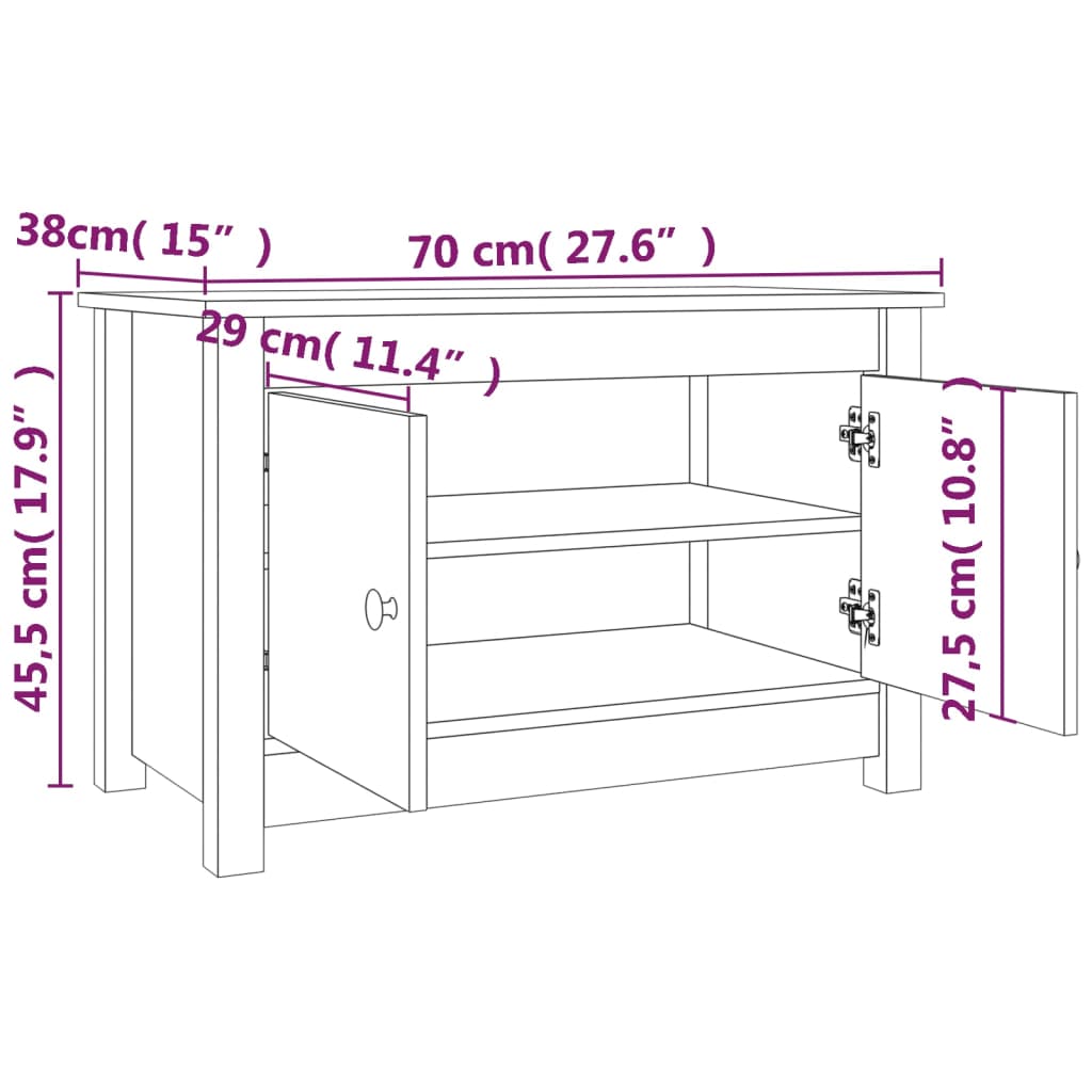 Armoire à chaussures 70x38x45,5 cm Bois de pin massif - XIOS