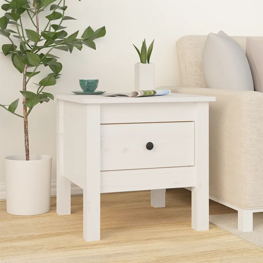 Table d'appoint Blanc 40x40x39 cm Bois massif de pin - XIOS