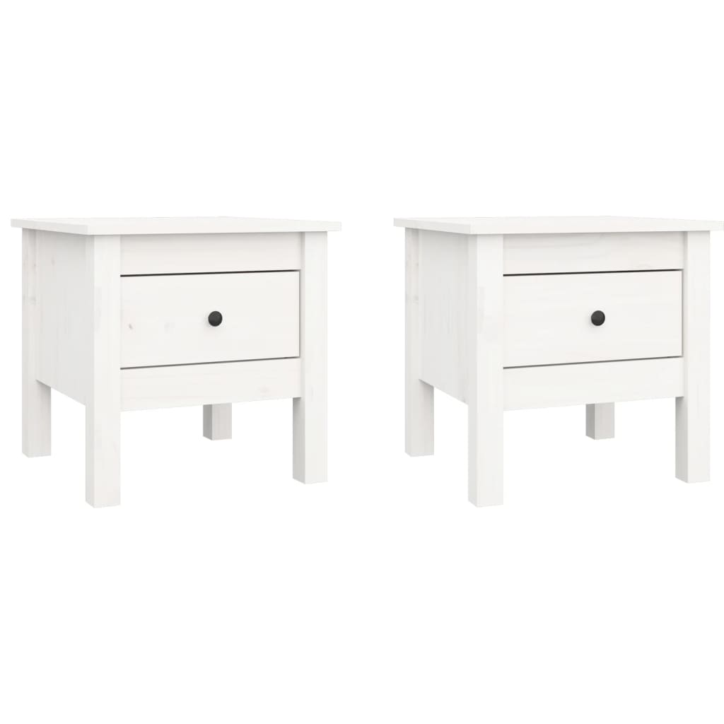 Tables d'appoint 2 pcs Blanc 40x40x39 cm Bois massif de pin - XIOS