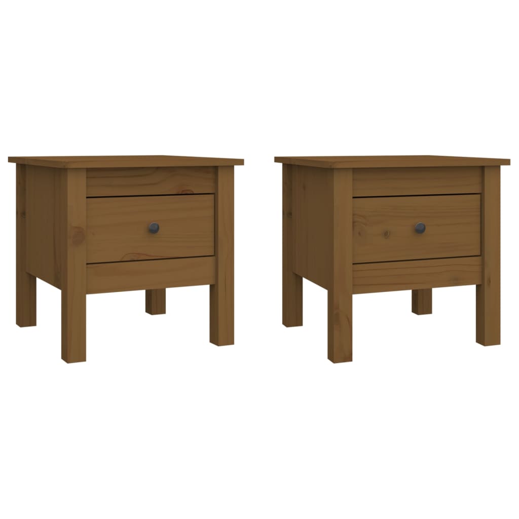 Tables d'appoint 2pcs Marron miel 40x40x39cm Bois massif de pin - XIOS