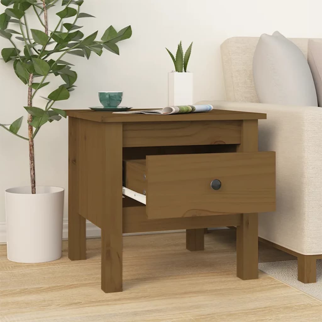 Tables d'appoint 2pcs Marron miel 40x40x39cm Bois massif de pin - XIOS